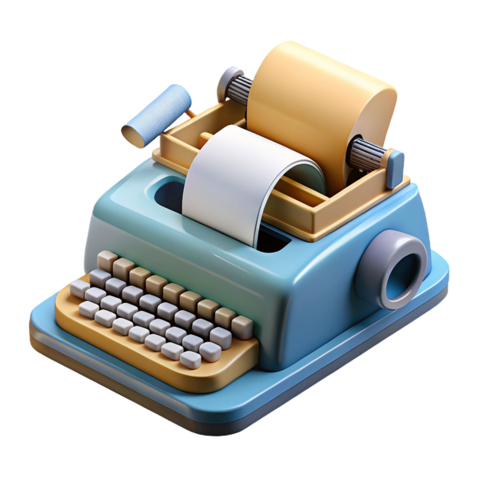 wonderful modern Retro Typewriter 3D Illustration exclusive png