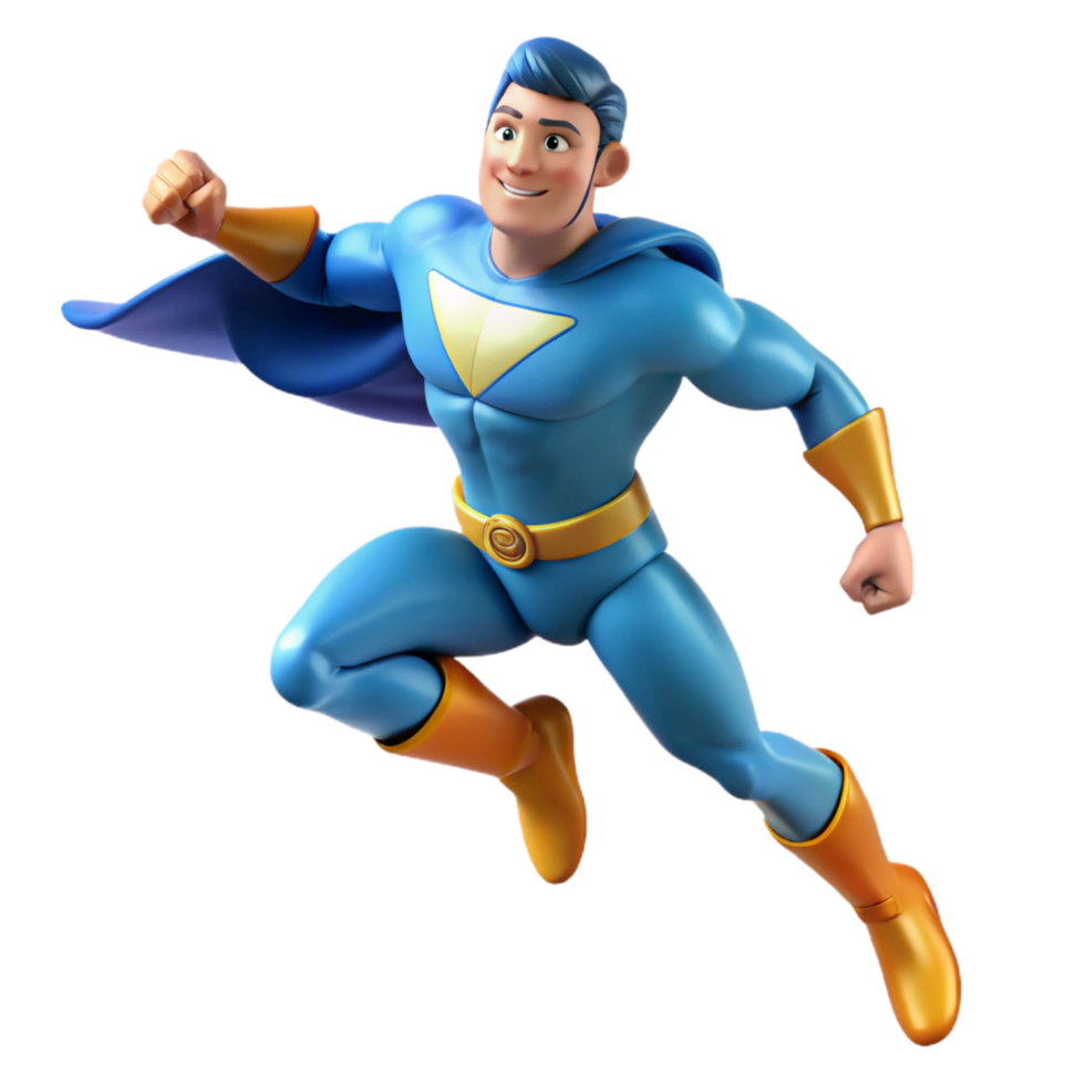impressive modern 3D Cartoon Superhero Illustration premium png