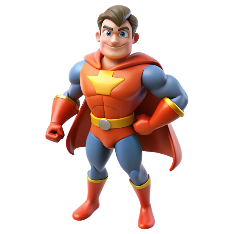serene classic 3D Cartoon Superhero Illustration 4K png