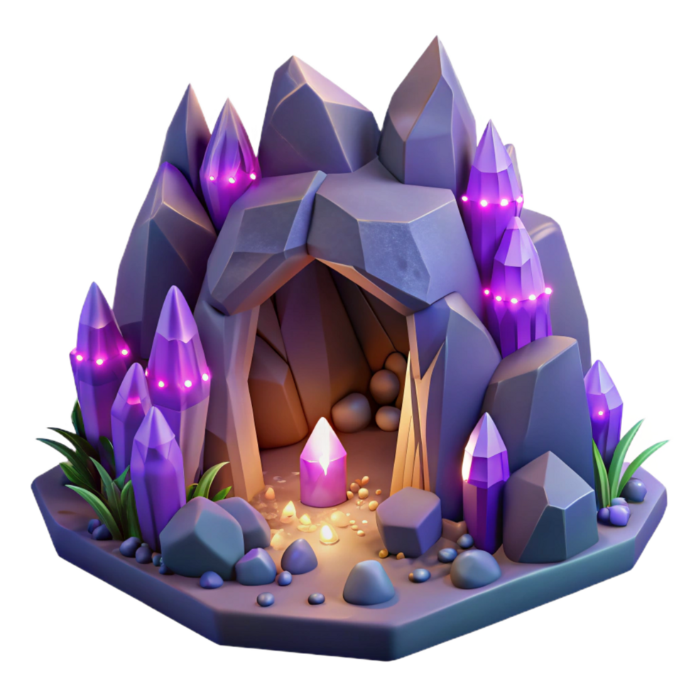 impressive artistic Enchanted Crystal Cave 3D Render genuine png