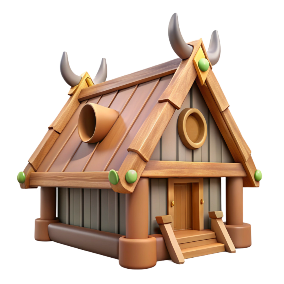 serene creative Cartoon Wooden House 3D Render high quality png