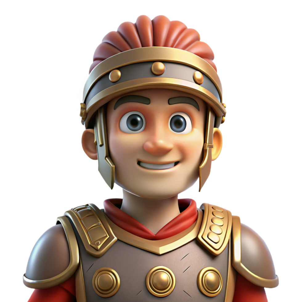 Smiling Roman Soldier 3D Cartoon Illustration png
