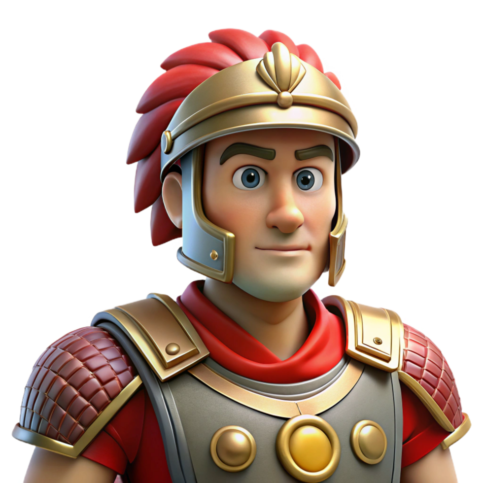 stunning classic Cartoon Roman Soldier 3D Render professional png