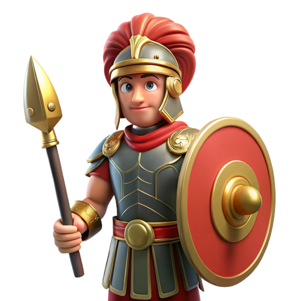 stunning creative Cartoon Roman Soldier 3D Render high quality png