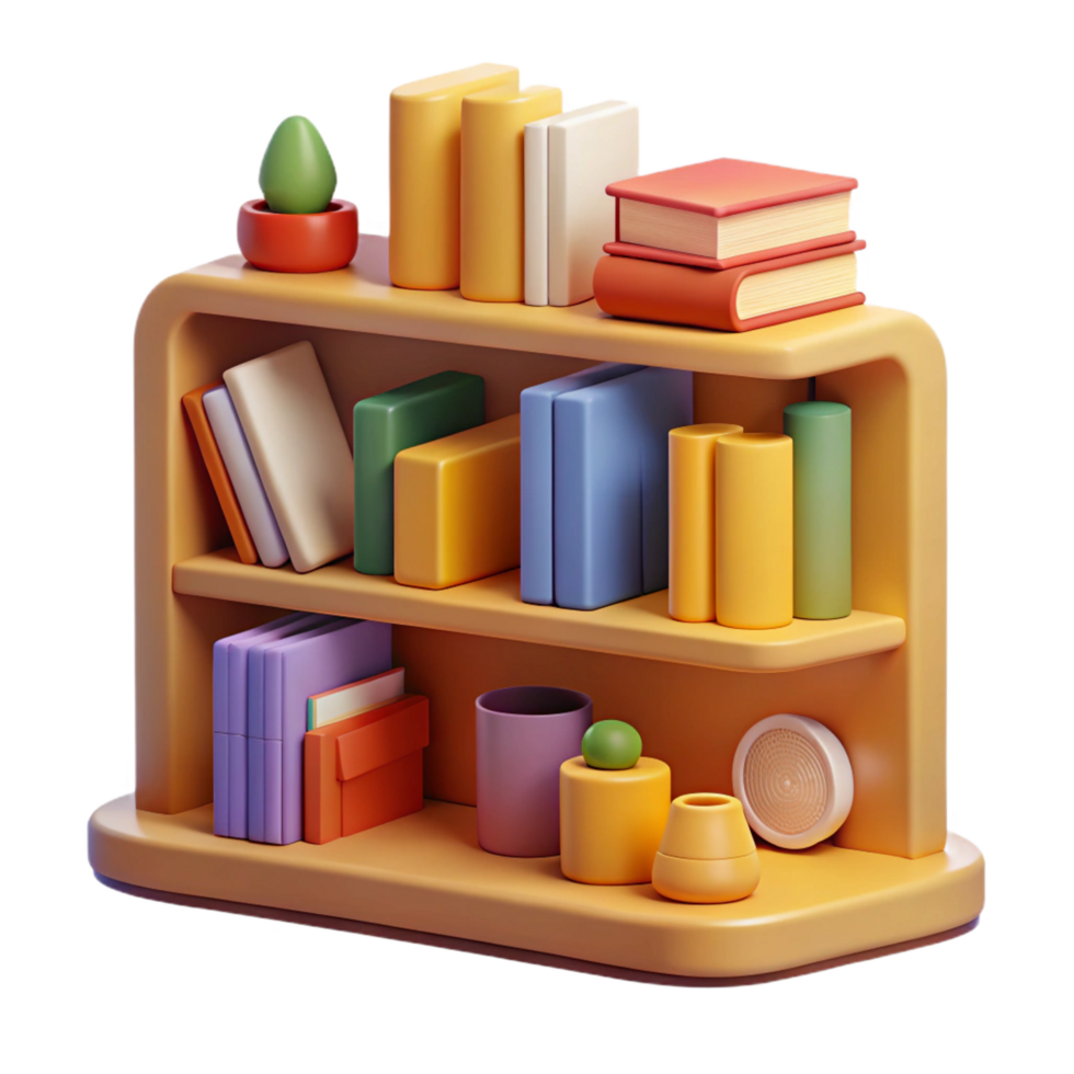dramatic abstract 3D Render Bookcase Illustration premium png
