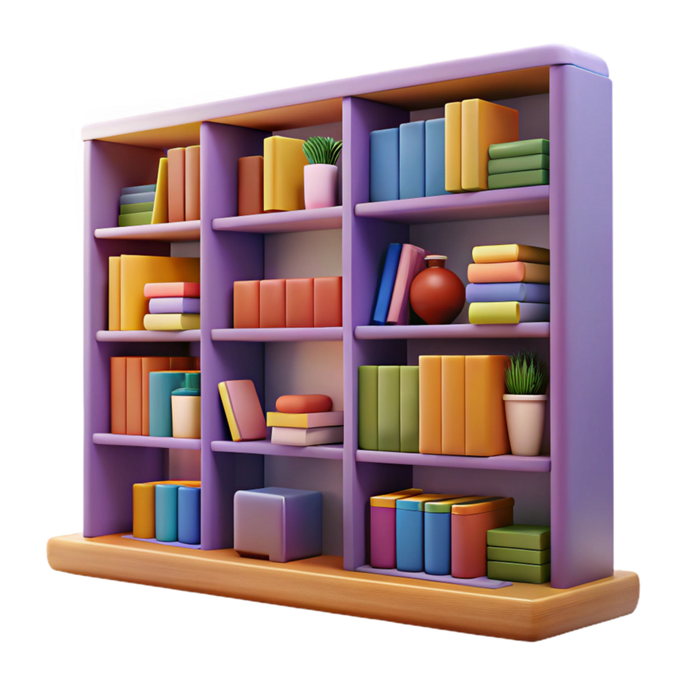 wonderful minimalist Colorful 3D Bookcase Illustration authentic png