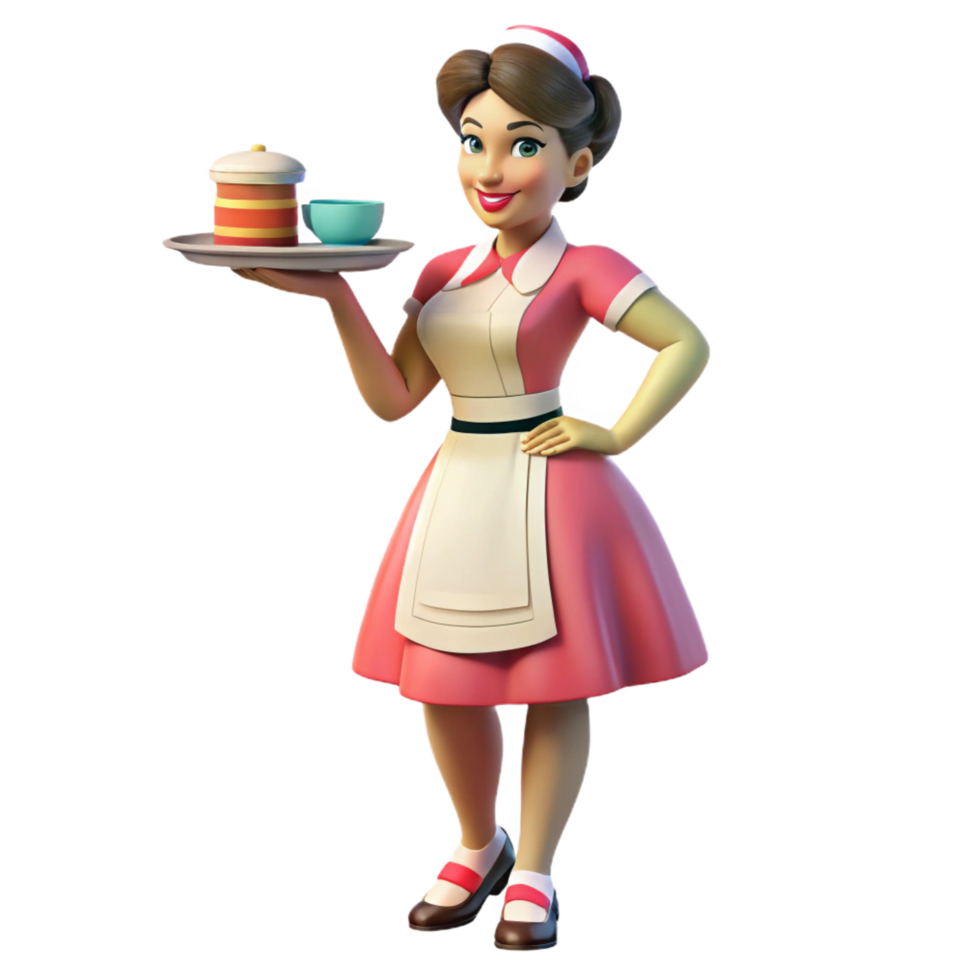wonderful contemporary Smiling Waitress 3D Render original png
