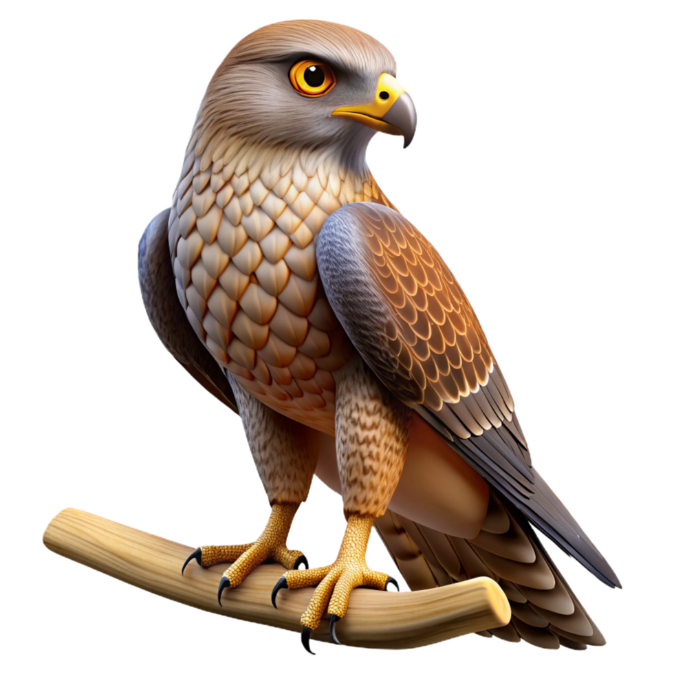 impressive rustic Majestic Hawk 3D Illustration professional png