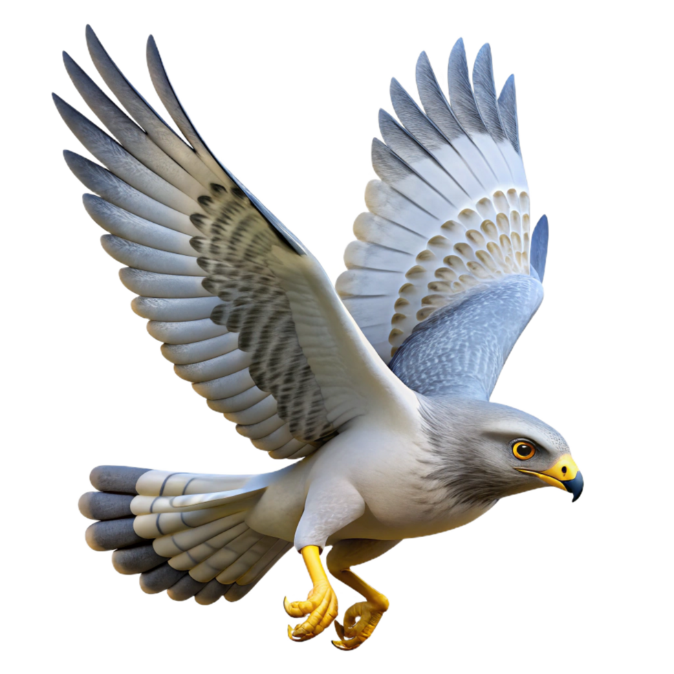 magnificent vintage Majestic Grey Hawk 3D Render genuine png