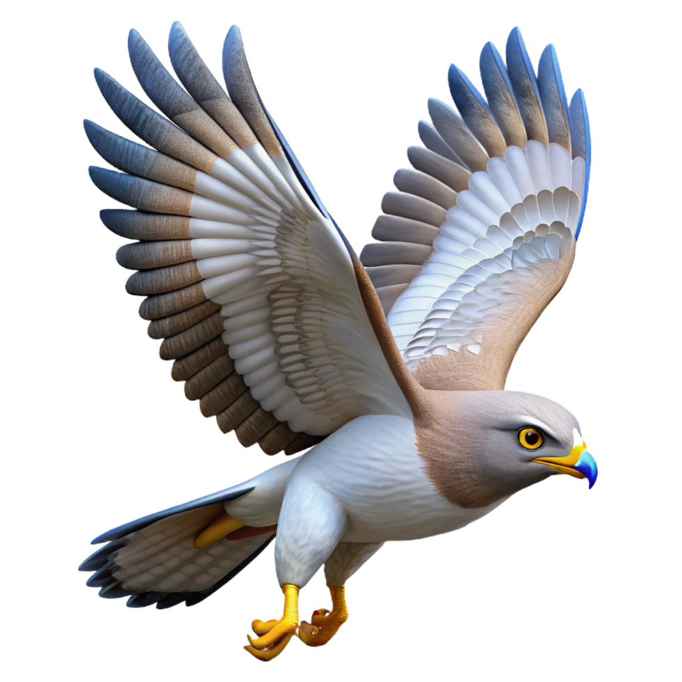 wonderful rustic 3D Render of a Hawk in Flight premium png