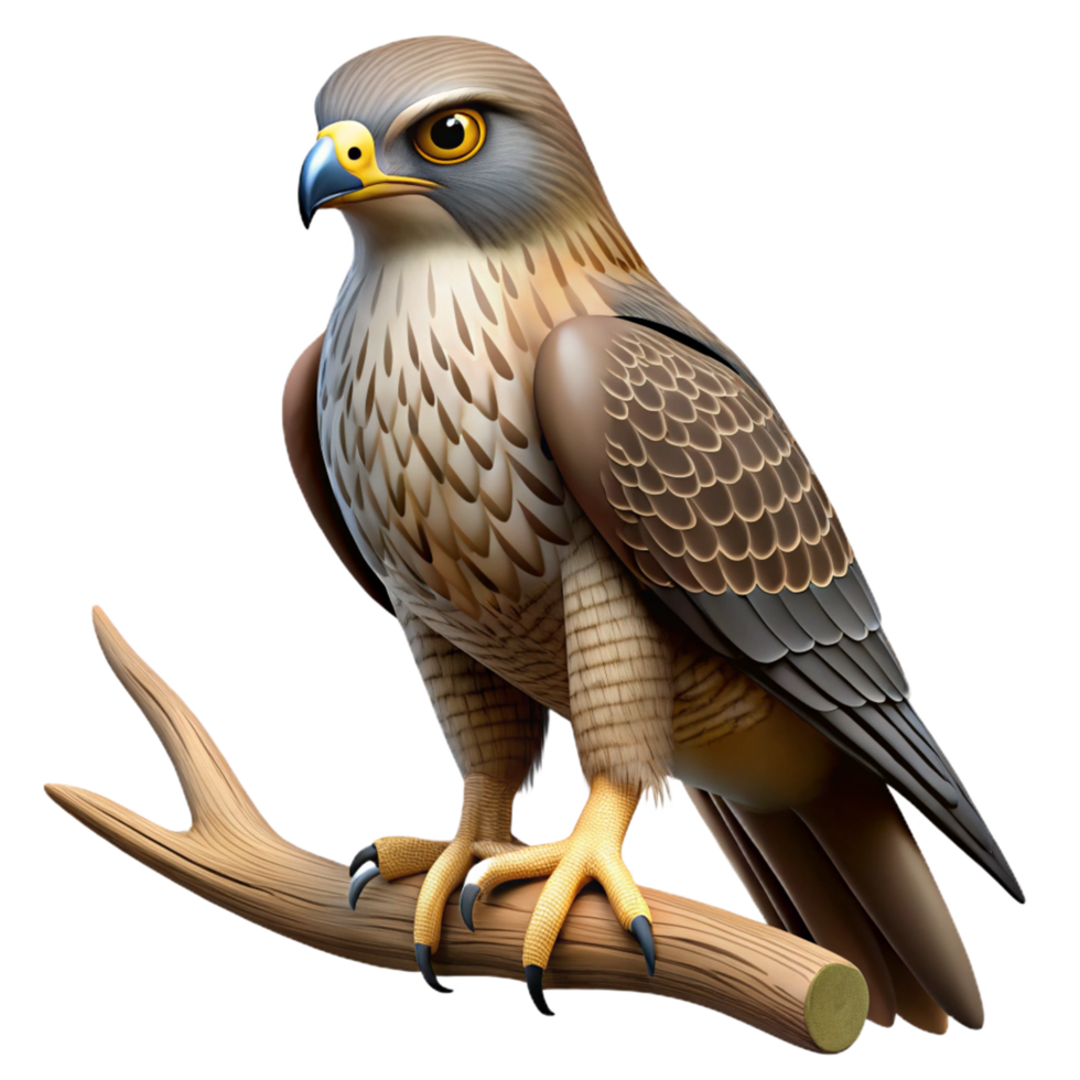 dramatic rustic Majestic Hawk 3D Illustration detailed png