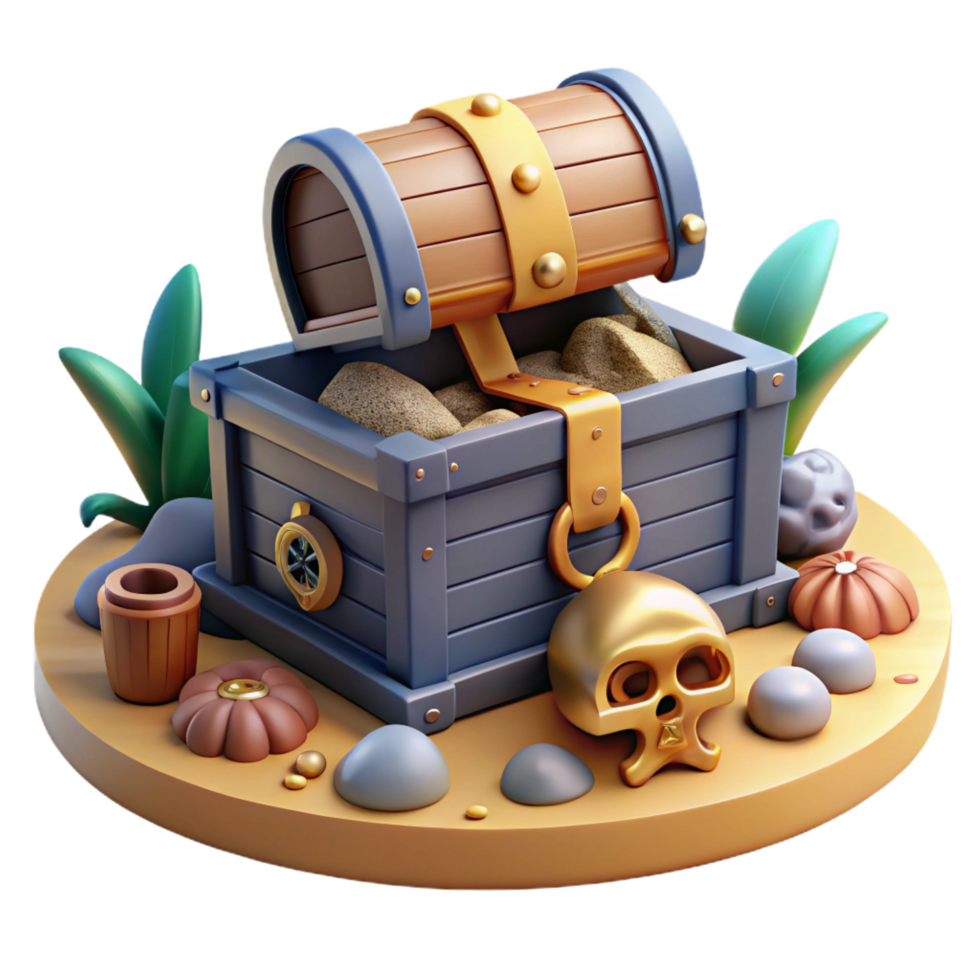 stunning minimalist 3D Render Treasure Chest Illustration original png