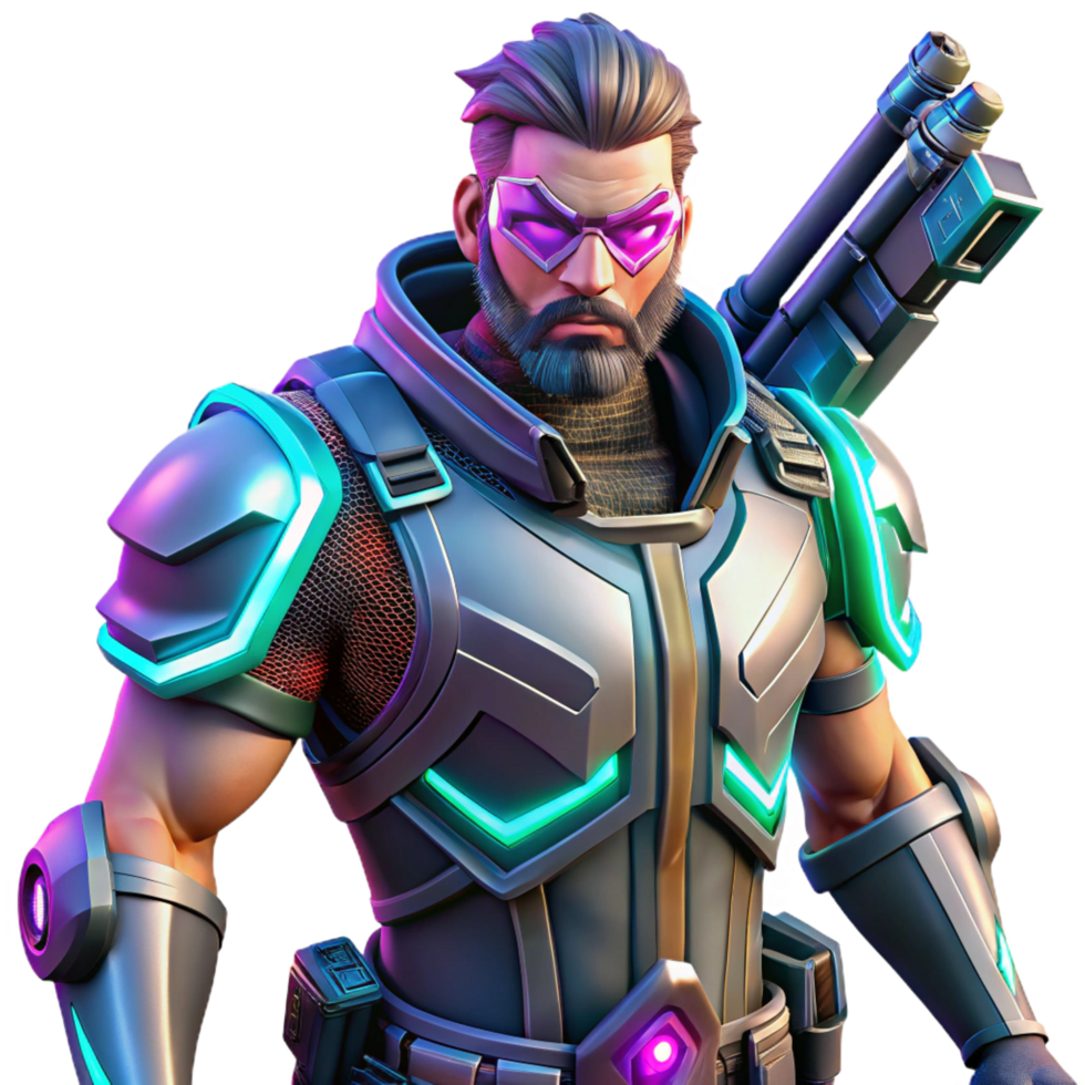 beautiful abstract Cyberpunk Soldier 3D Render premium png