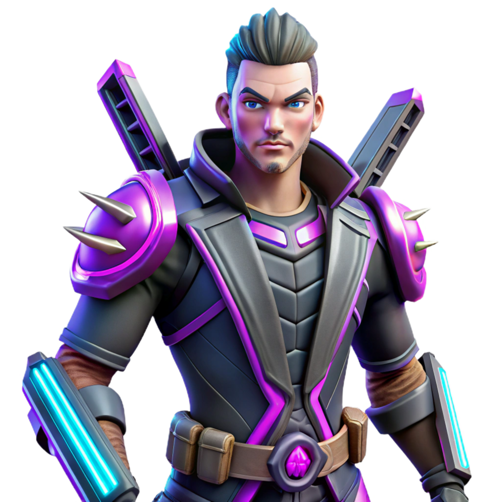 vibrant abstract Stylized 3D Render of Futuristic Warrior high resolution png