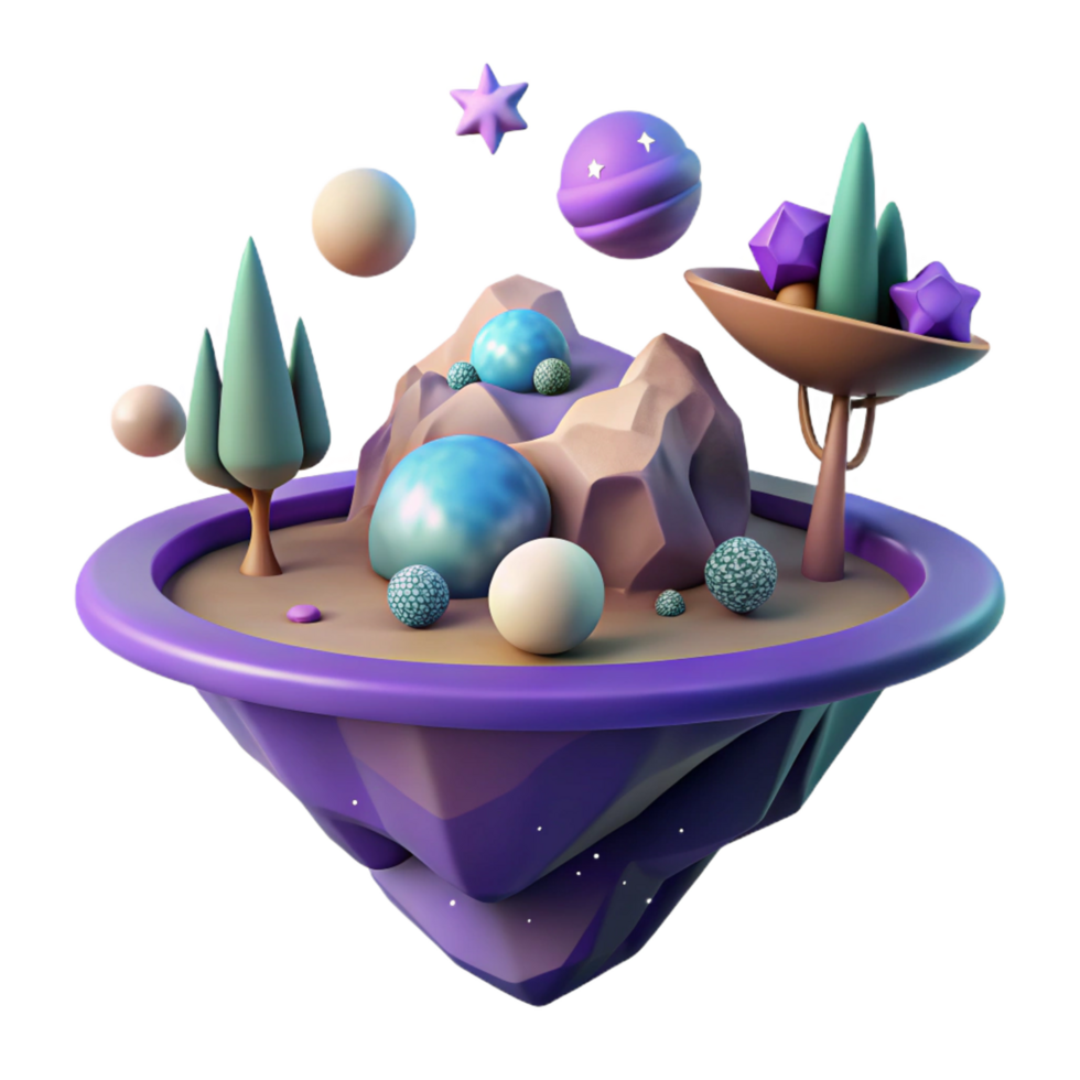 magnificent minimalist 3D Render Fantasy Island high resolution png