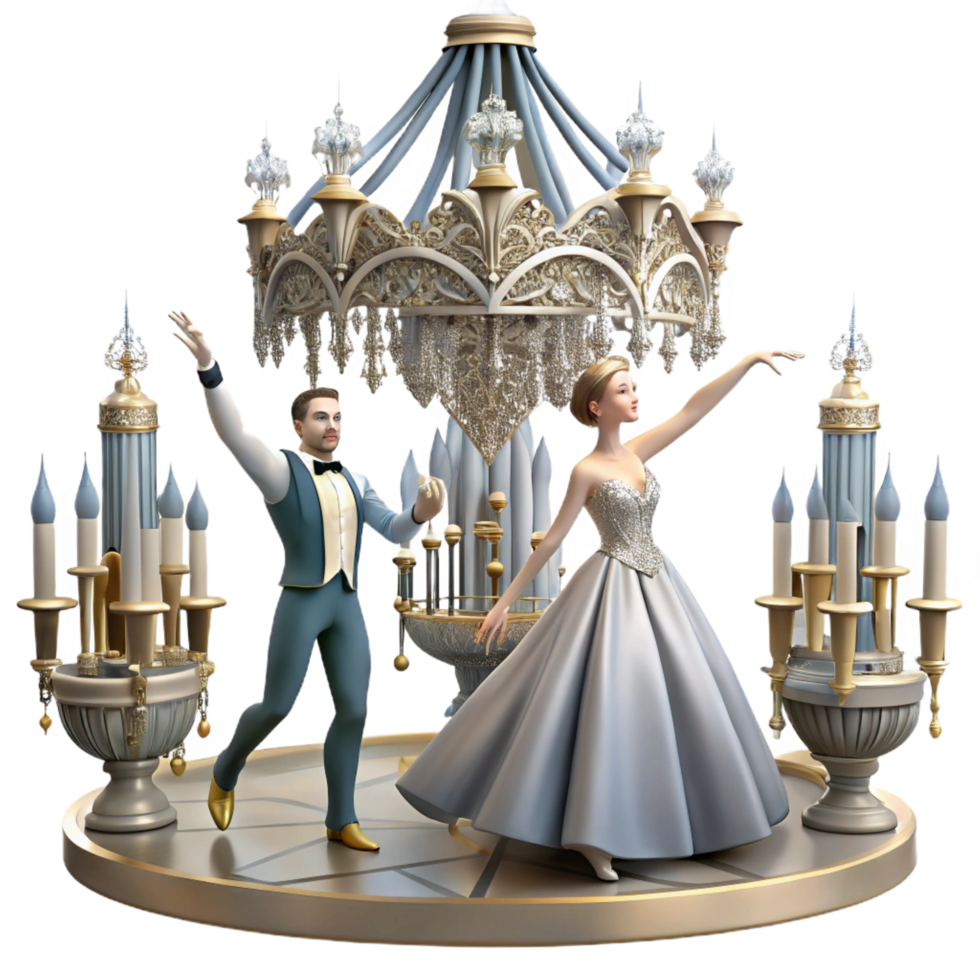 dramatic minimalist Elegant 3D Render Couple Ballroom Dance original png