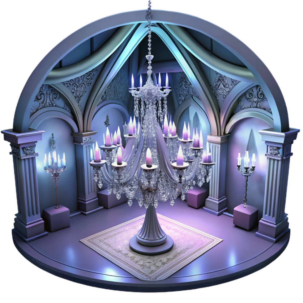 impressive artistic Grand Crystal Chandelier 3D Render professional png