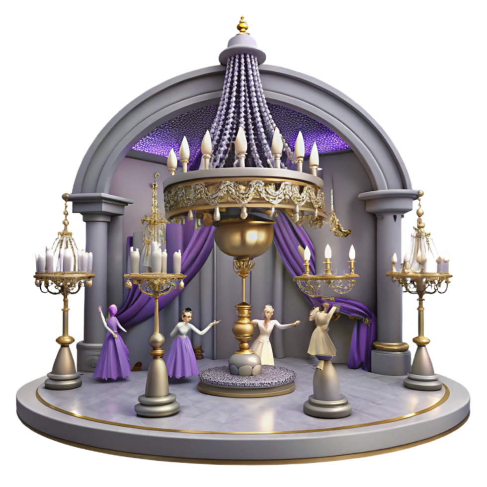elegant minimalist Elegant 3D Render of a Grand Ballroom 4K png