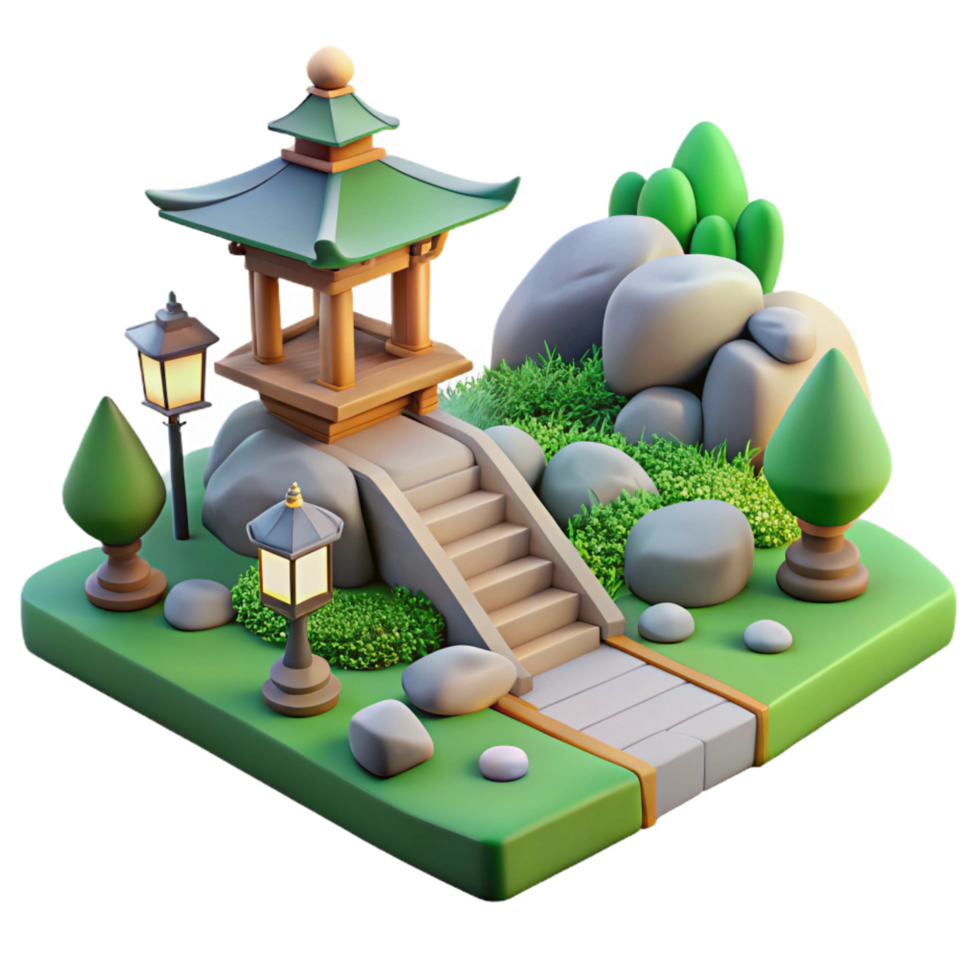 magnificent creative 3D Render of Serene Zen Garden high quality png