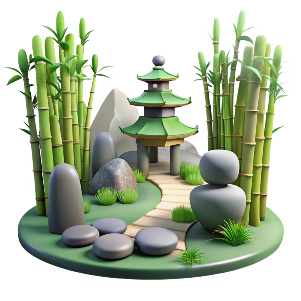 beautiful abstract Zen Garden 3D Illustration detailed png