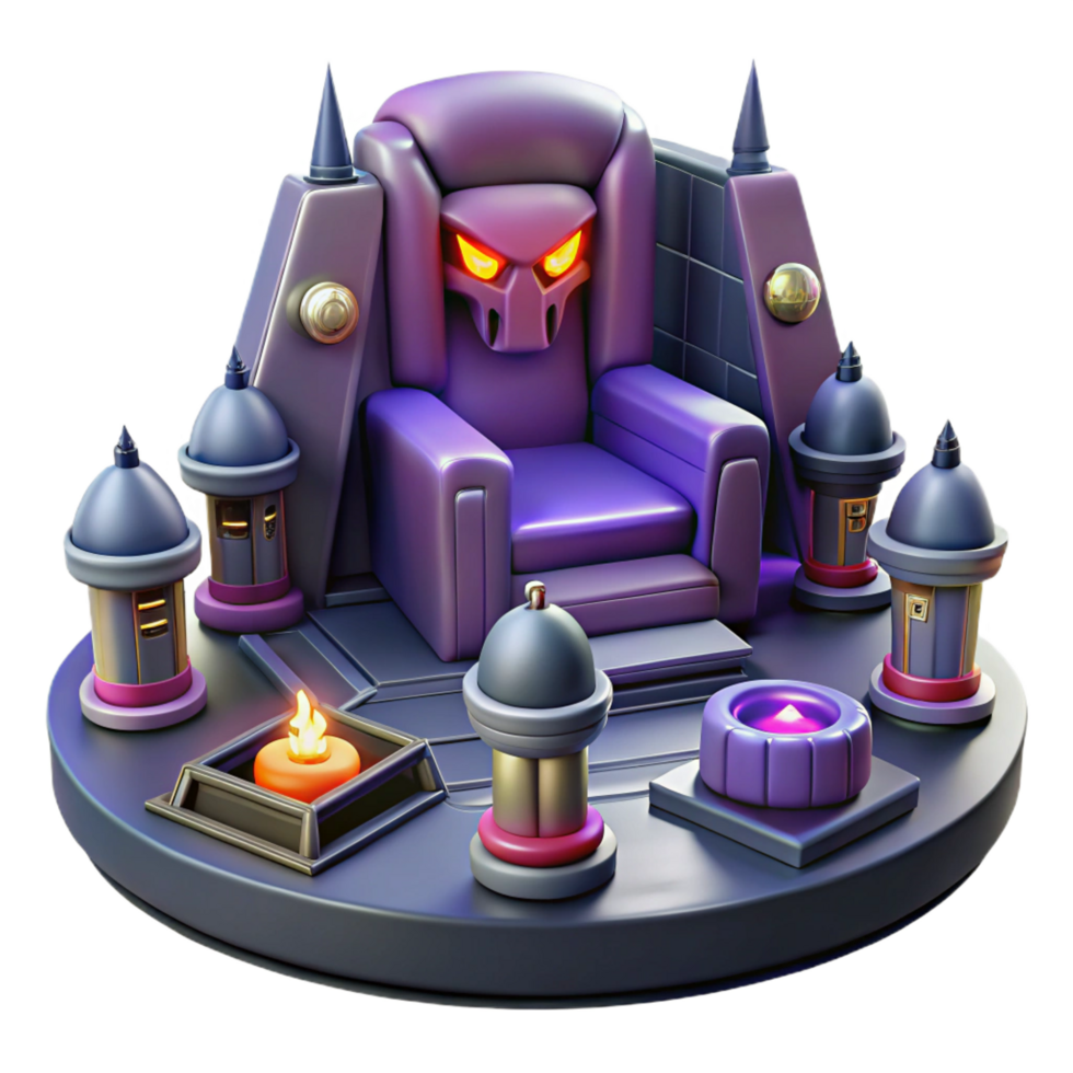 elegant minimalist 3D Render Evil Throne Illustration 4K png