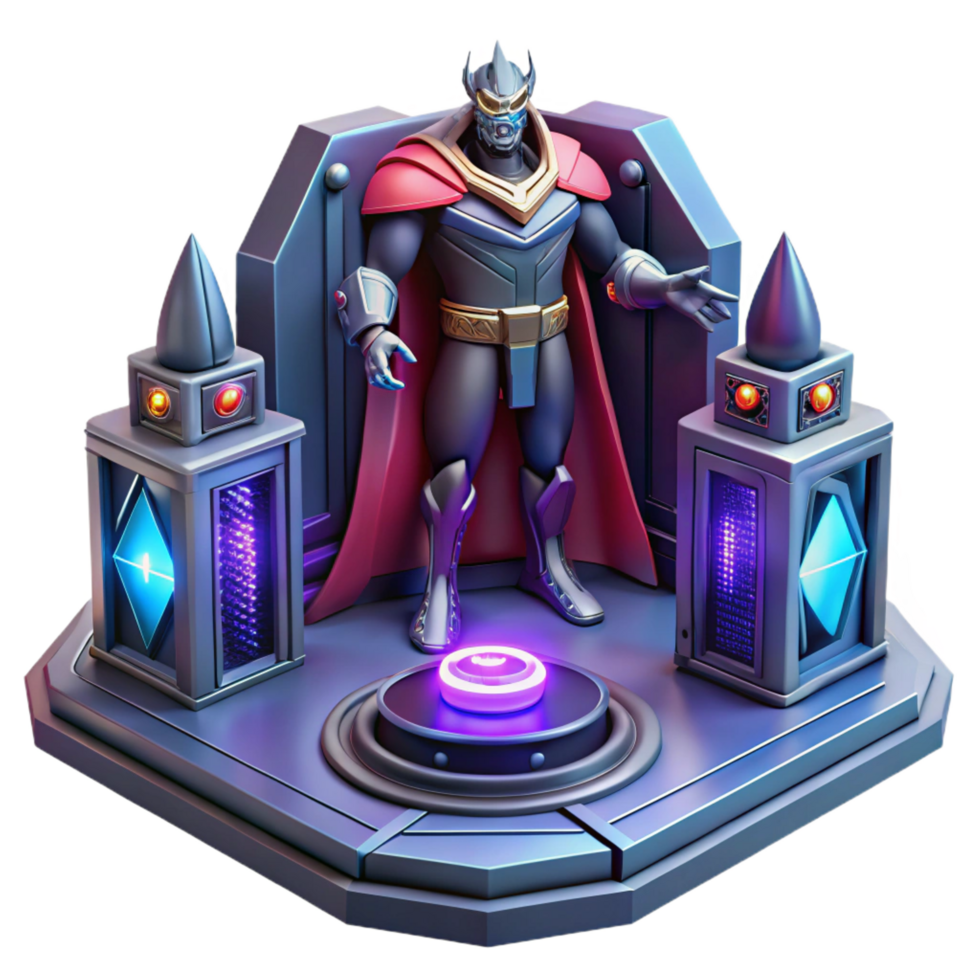 vibrant traditional 3D Render of a Majestic Sci Fi King genuine png