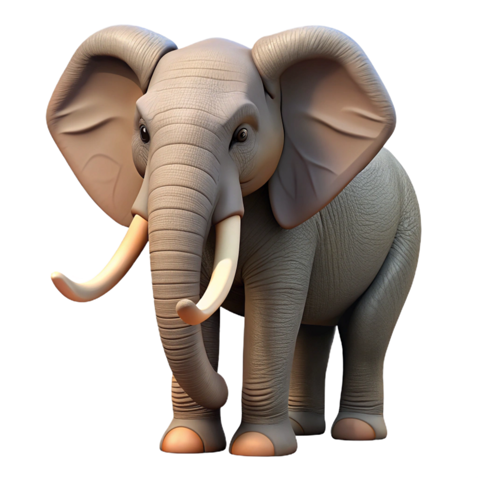 beautiful rustic Cute Cartoon Elephant 3D Render genuine png