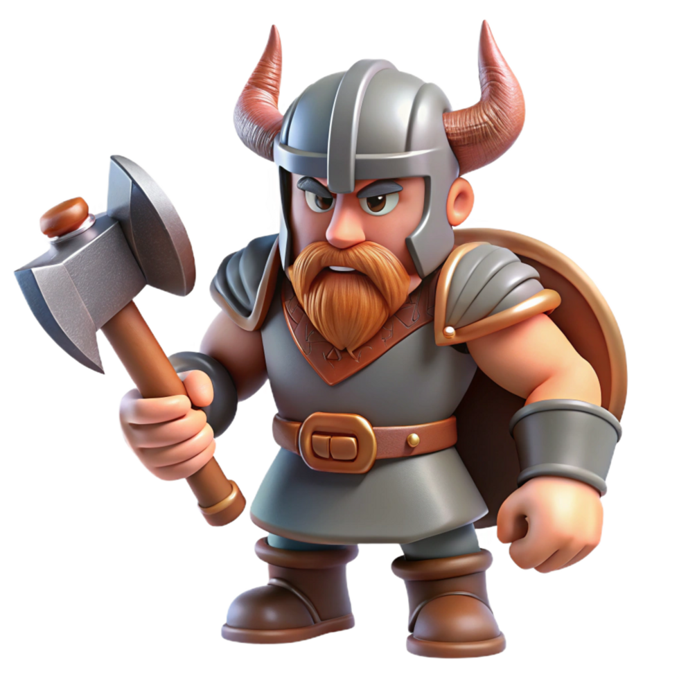 wonderful traditional Cartoon Viking Warrior 3D Render original png