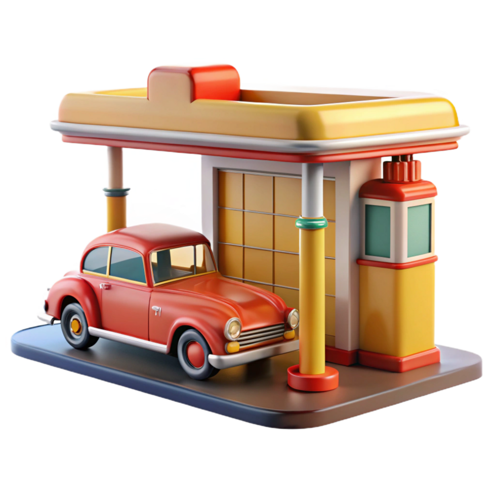 magnificent abstract Retro Gas Station 3D Render authentic png