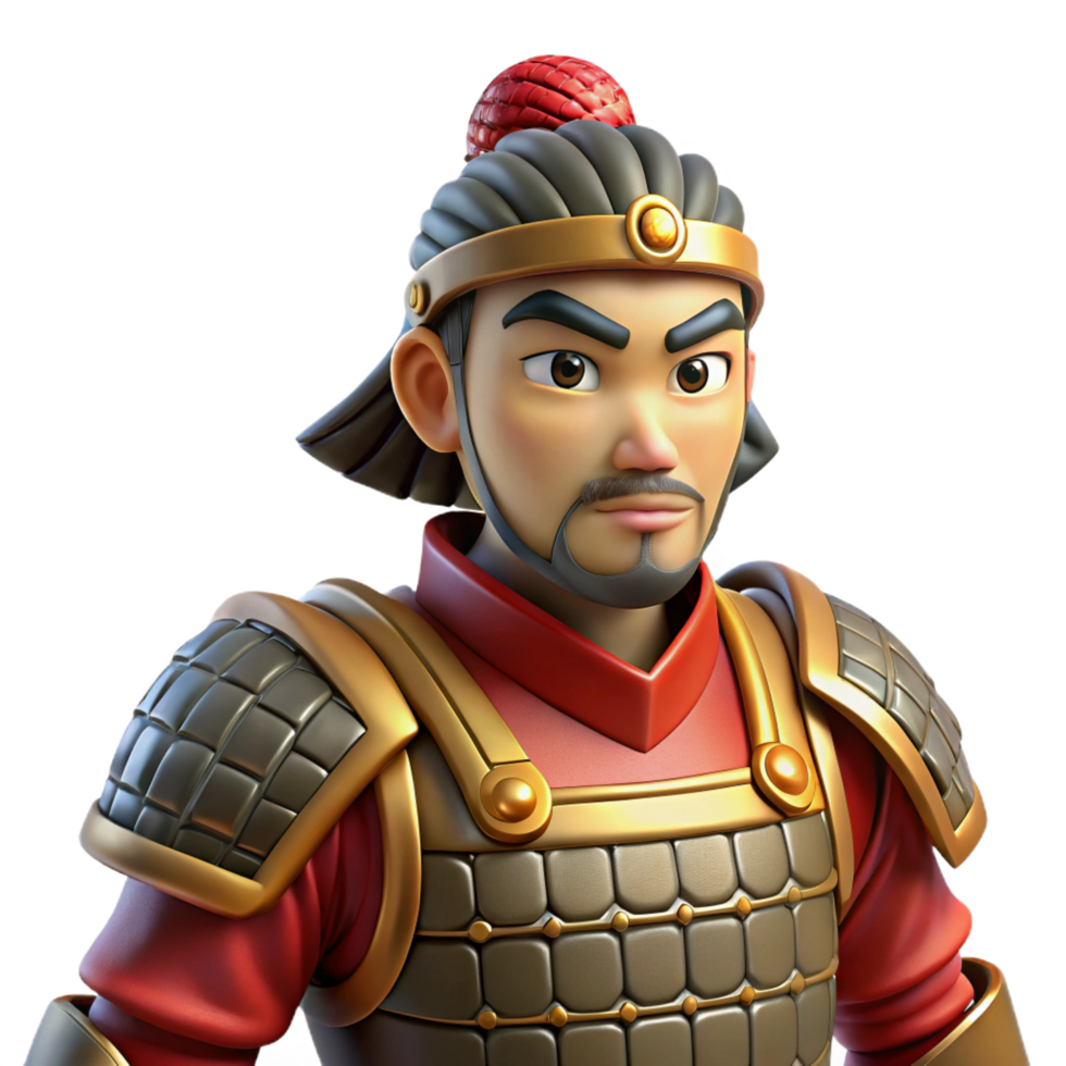 extraordinary abstract 3D Render Asian Warrior Illustration high quality png