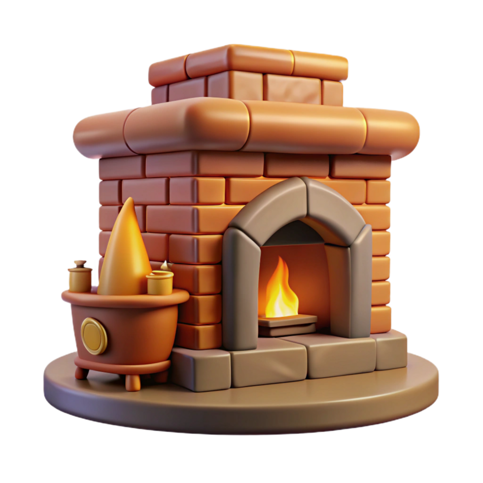 dramatic minimalist Cozy 3D Fireplace Illustration original png