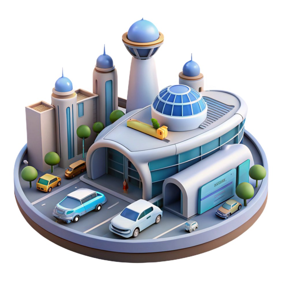 serene abstract Futuristic City Center 3D Illustration detailed png