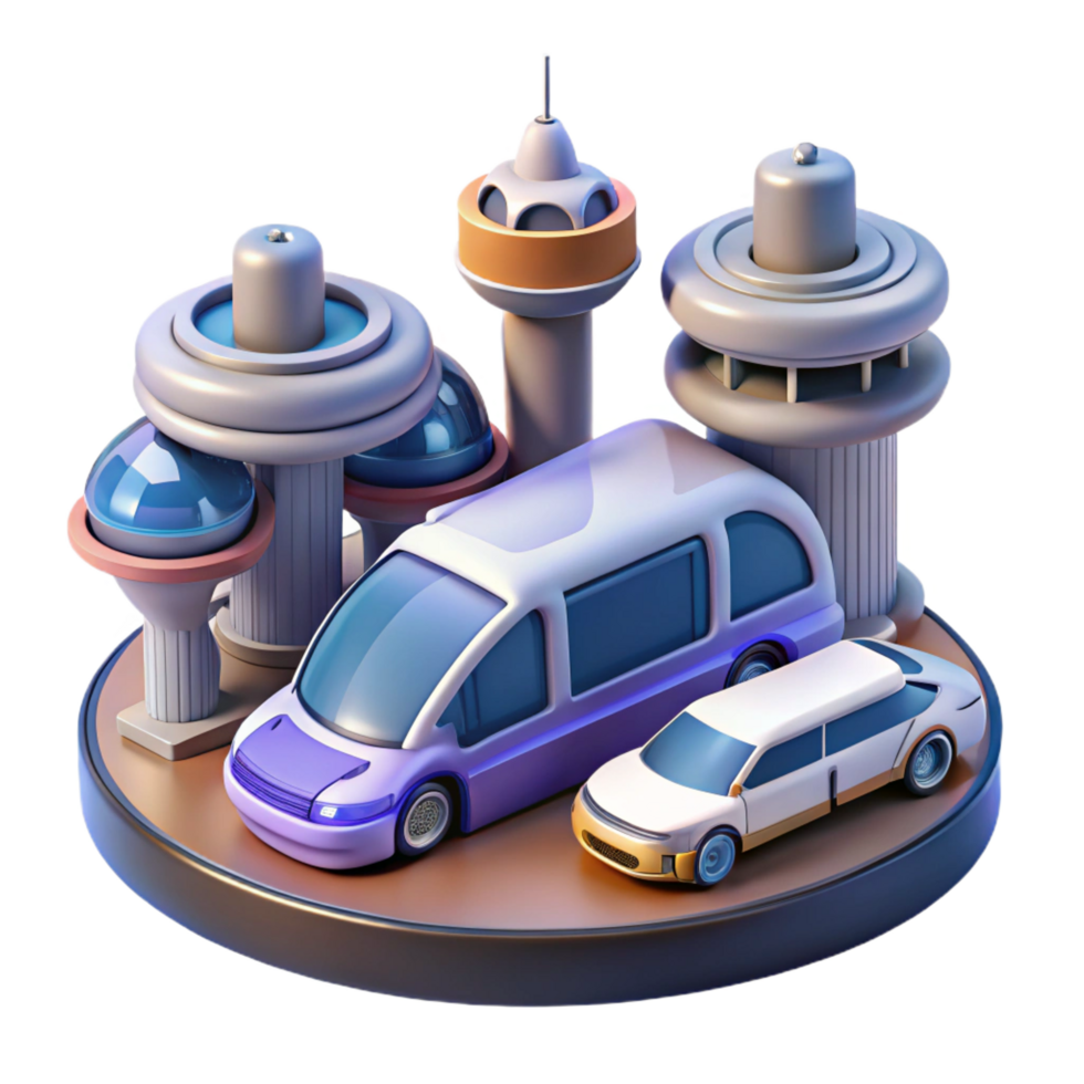 wonderful contemporary Futuristic City Transport 3D Illustration professional png