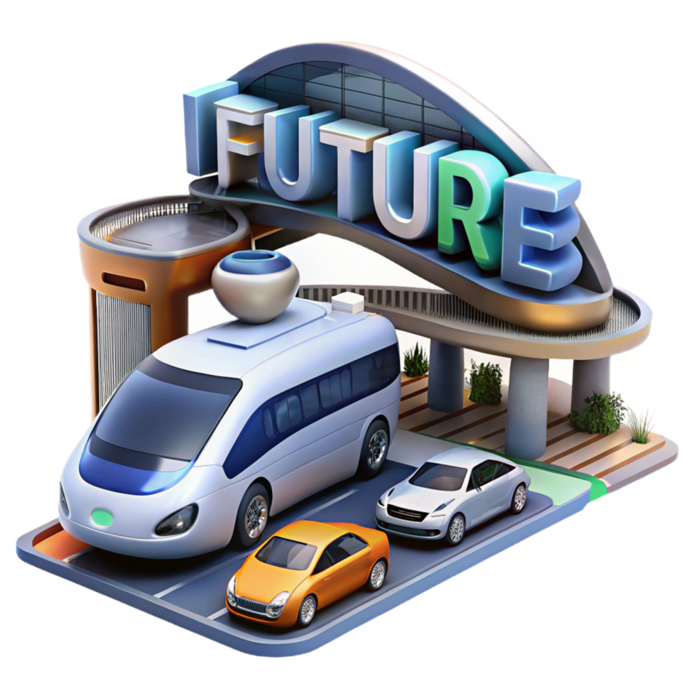 wonderful minimalist Futuristic City Transport 3D Illustration original png