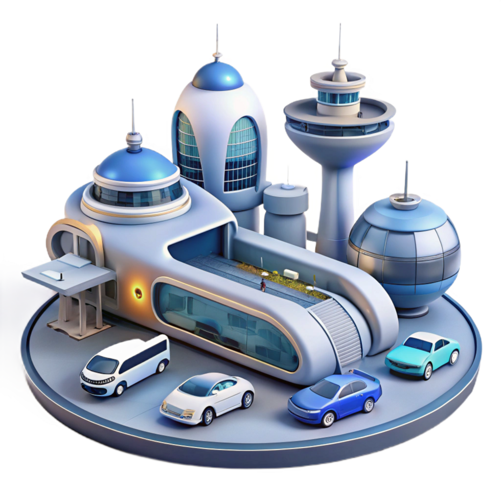 magnificent abstract Futuristic City Building 3D Render authentic png