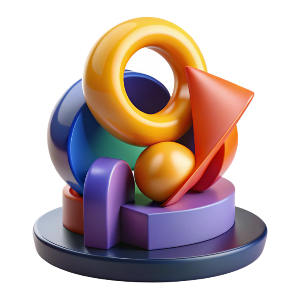 extraordinary creative Abstract 3D Render Colorful Shapes authentic png
