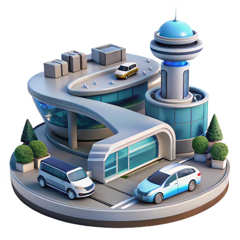 wonderful artistic Futuristic Building 3D Render high quality png