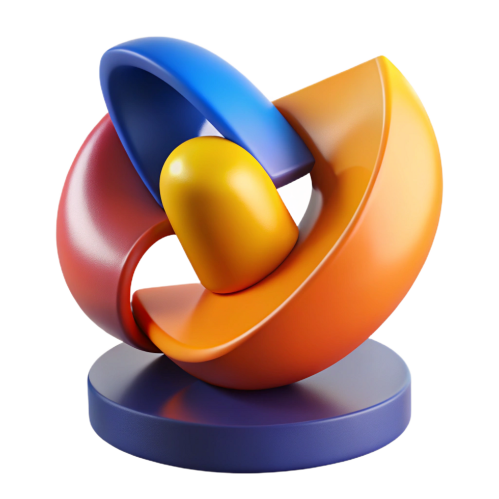 beautiful classic Abstract 3D Render of Interlocking Shapes premium png