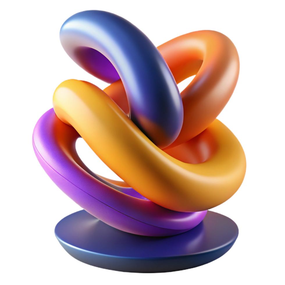 magnificent classic Abstract 3D Render of Intertwined Rings detailed png
