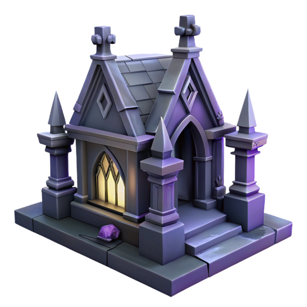 magnificent contemporary Gothic Mausoleum 3D Model genuine png