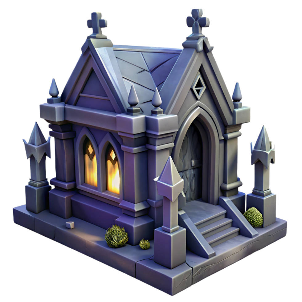 vibrant contemporary Stylized 3D Model Mausoleum high quality png