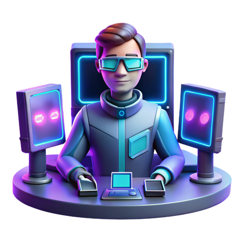 beautiful classic 3D Gamer Illustration Futuristic Tech genuine png