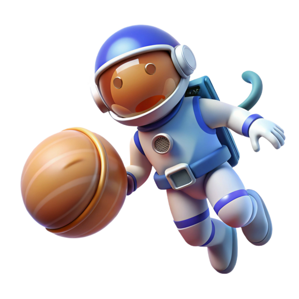 vibrant traditional 3D Cartoon Astronaut with Ball high resolution png