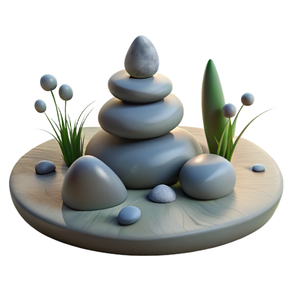 wonderful creative Serene 3D Render of Stacked Stones exclusive png