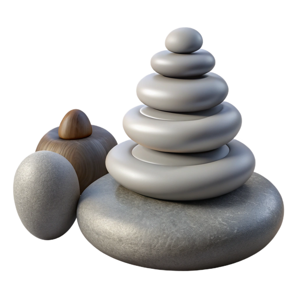 serene traditional Serene 3D Render of Balanced Stones original png