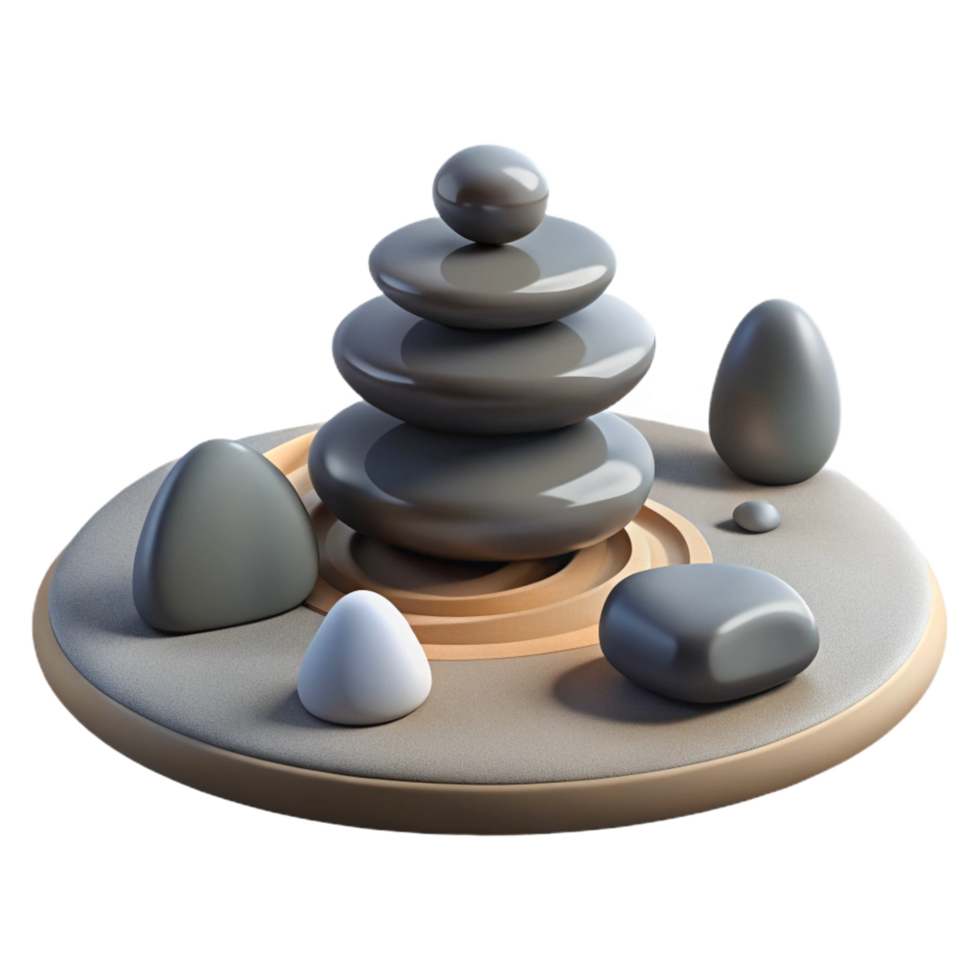 elegant modern Zen Stones 3D Illustration original png