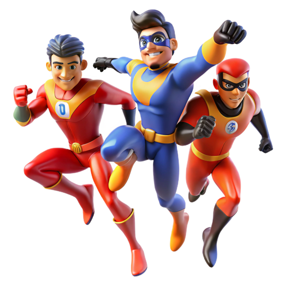 elegant creative Superhero Trio 3D Illustration professional png