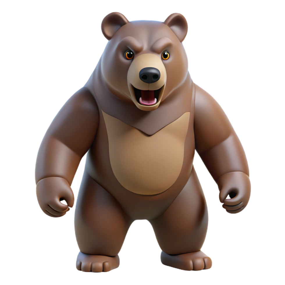 vibrant rustic Angry Brown Bear 3D Render authentic png