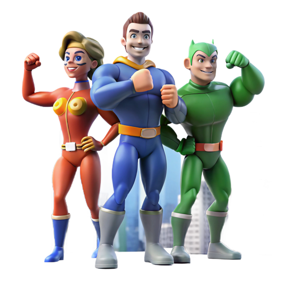 elegant abstract Superhero Team 3D Illustration high resolution png