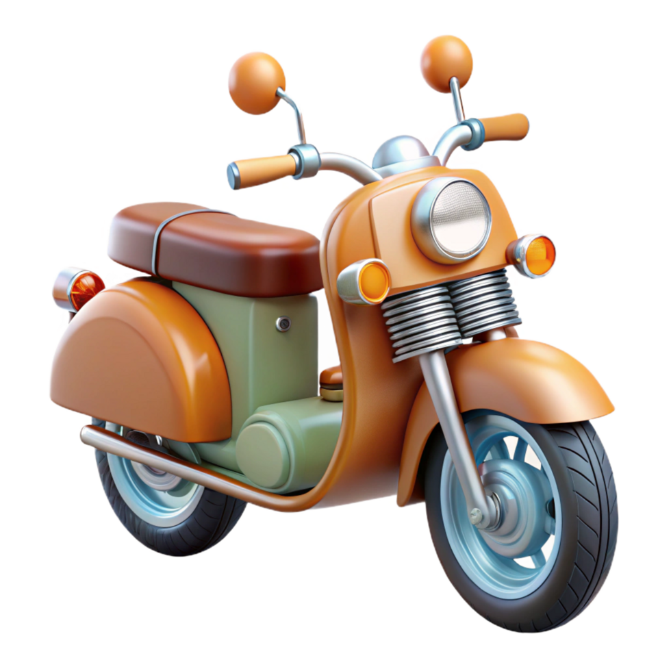 extraordinary rustic Retro Scooter 3D Render high quality png